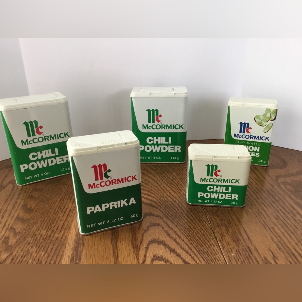 Vintage Green McCormick Spice Tins, 5